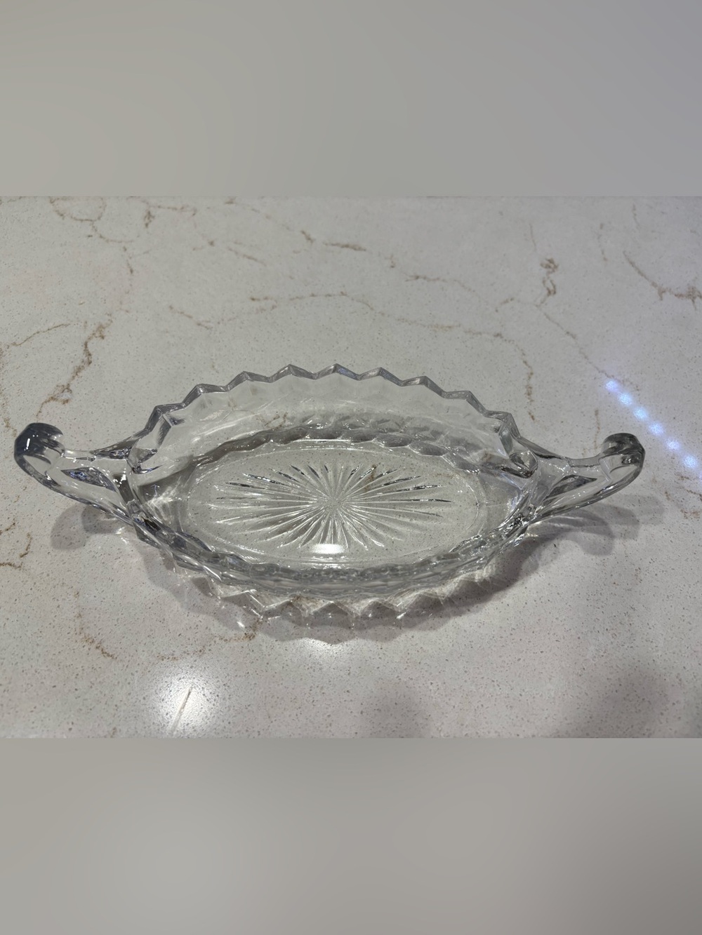 Vintage Fostoria American Clear Glass Gondola / Boat Shaped Relish Dish